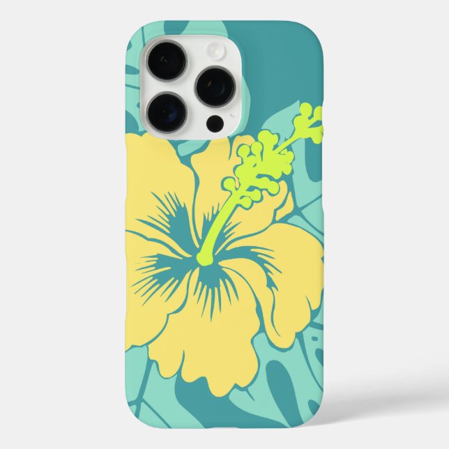 Funda iPhone 16 Pro Banzai Beach Hawaiano Hibiscus Jade Green (Reverso )