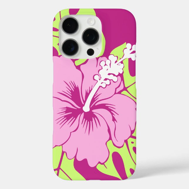 Funda iPhone 16 Pro Banzai Beach Hawaiano Hibiscus Pink (Reverso )