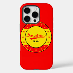 Funda iPhone 16 Pro Barcelona, España, círculo con colores de bandera