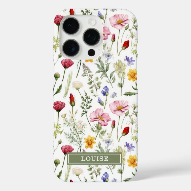 Funda iPhone 16 Pro Beautiful Botanical Wildflowers Name  (Reverso )