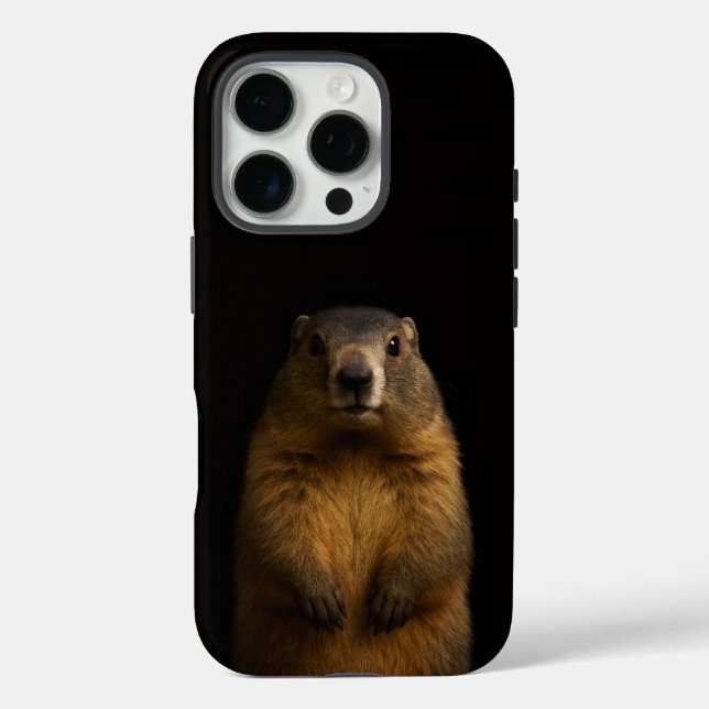 Funda iPhone 16 Pro Black 4 Luxe iPhone 16 Pro, Marmota Esponjosa (Reverso )