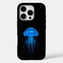 Funda iPhone 16 Pro Black 4 Luxe iPhone 16 Pro, Neon Blue Jellyfish