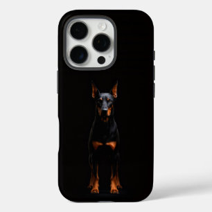 Funda iPhone 16 Pro Black 4 Luxe iPhone 16 Pro, Perro Doberman Guardiá
