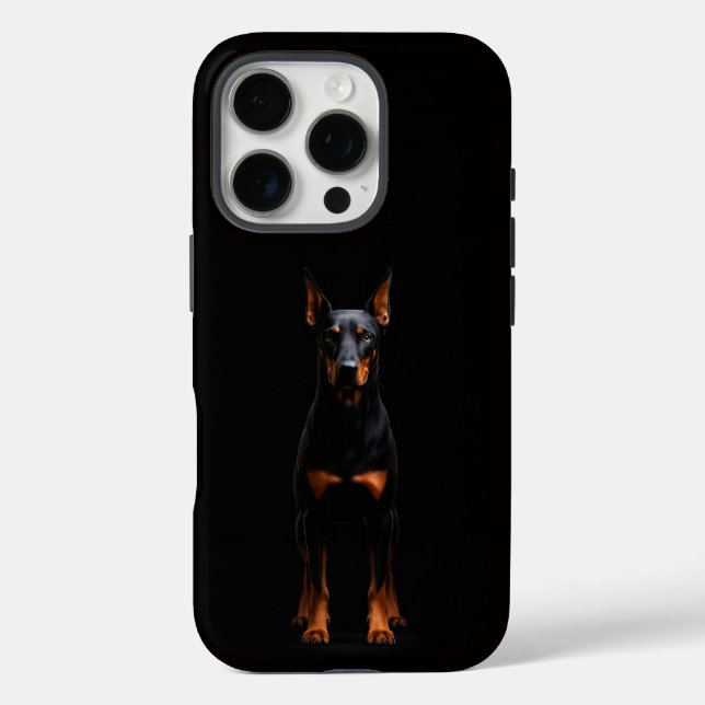 Funda iPhone 16 Pro Black 4 Luxe iPhone 16 Pro, Perro Doberman Guardiá (Reverso )