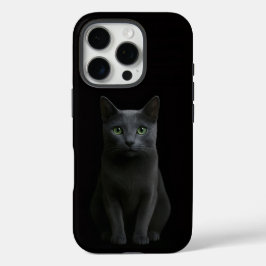 Funda iPhone 16 Pro Black 4 Luxe iPhone 16 Pro, Russian Blue Cat
