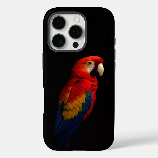 Funda iPhone 16 Pro Black 4 Luxe iPhone 16 Pro, Scarlet Parrot (Reverso )