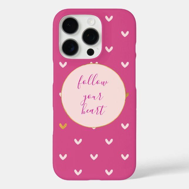 Funda iPhone 16 Pro Black Blush Pink Gold Hearts (Reverso )