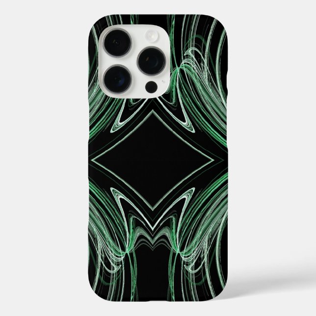 Funda iPhone 16 Pro Black & Green  Fractal-adjusts for all cases (Reverso )
