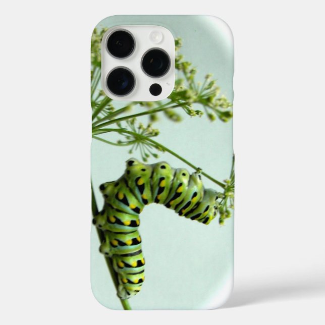 Funda iPhone 16 Pro Black Swallowtail Caterpillar parsante (Reverso )