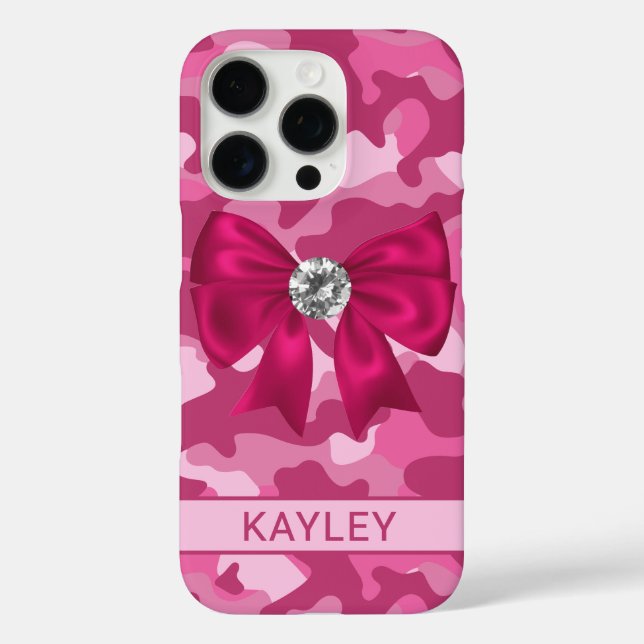 Funda iPhone 16 Pro Blingy Pink Camouflage Personalized  (Reverso )