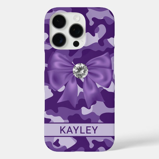 Funda iPhone 16 Pro Blingy Purple Camouflage Personalized (Reverso )