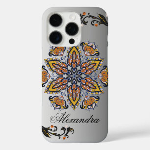 Funda iPhone 16 Pro Bloom celeste - Mandala blanca y negra