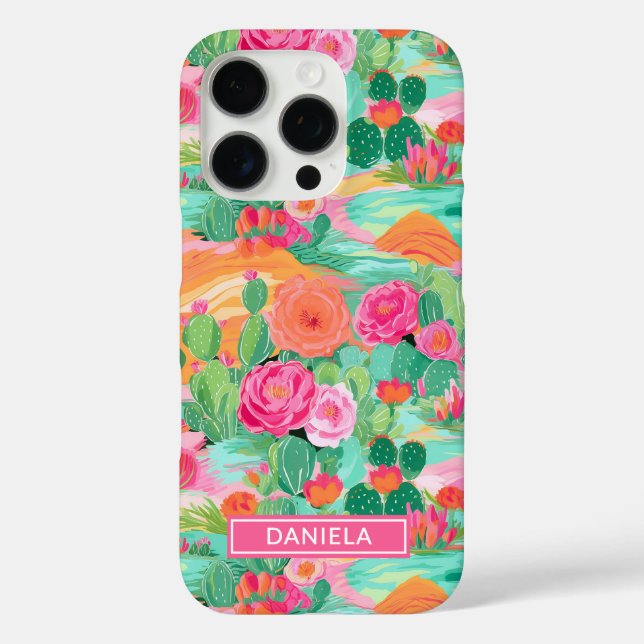 Funda iPhone 16 Pro Blooming Desert Cacti Personalized (Reverso )