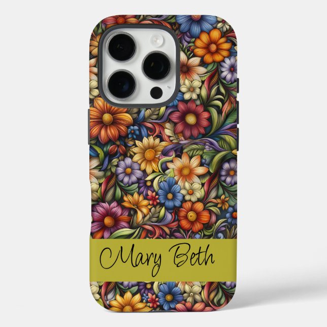 Funda iPhone 16 Pro Blooms de Art Nouveau personalizados (Reverso )