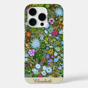 Funda iPhone 16 Pro Blooms de campo verde salvaje personalizado