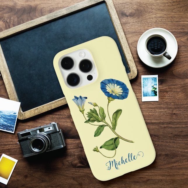 Funda iPhone 16 Pro Blue Morning Glory Ilustracion botánico (Subido por el creador)