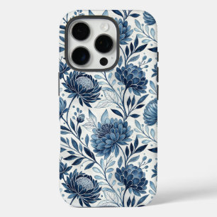 Funda iPhone 16 Pro Blue Peony Garden Watercolor