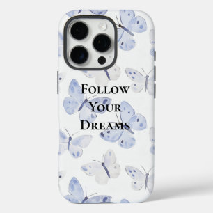 Funda iPhone 16 Pro Bonito Mariposas Blancas Púrpuras