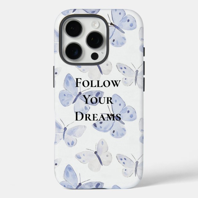 Funda iPhone 16 Pro Bonito Mariposas Blancas Púrpuras (Reverso )