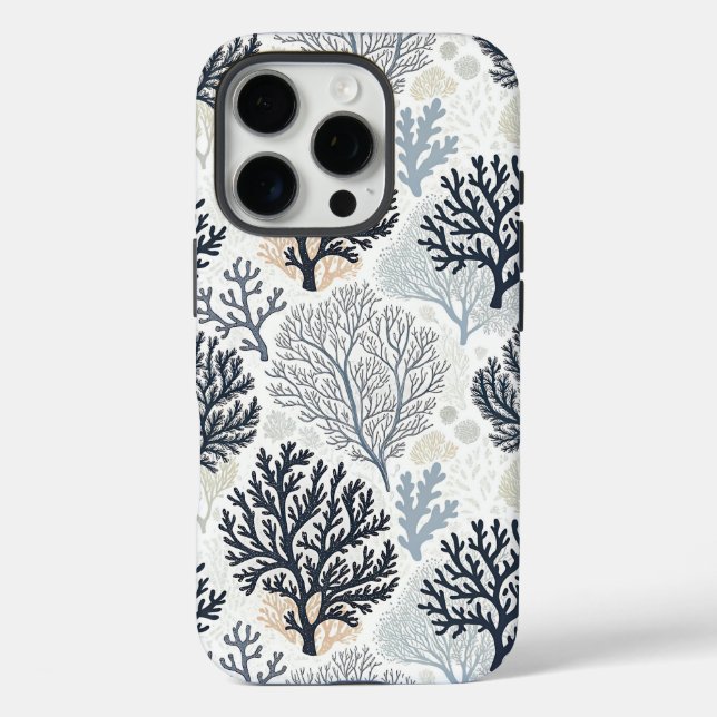 Funda iPhone 16 Pro Botanical Coral Ocean Vibes (Reverso )