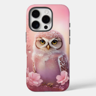 Funda iPhone 16 Pro Búho rosado adorable