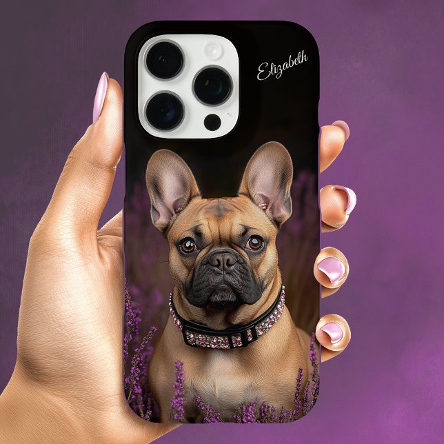 Funda iPhone 16 Pro Bulldog francés Fawn Frenchie personalizado (French Bulldog Fawn Frenchie Personalized Case-Mate iPhone Case)