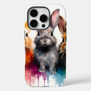 Funda iPhone 16 Pro Bunny Trio Watercolor