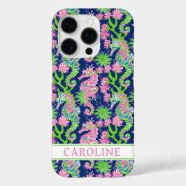 Funda iPhone 16 Pro Caballitos de mar acuarela monogramados