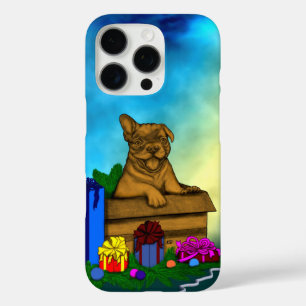 Funda iPhone 16 Pro Cachorro en una caja , Feliz Navidad