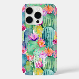 Funda iPhone 16 Pro Cactus Flower INITIALS Watercolour Art Desert
