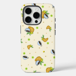 Funda iPhone 16 Pro Café Acogedor & Cruasán Patrón Floral