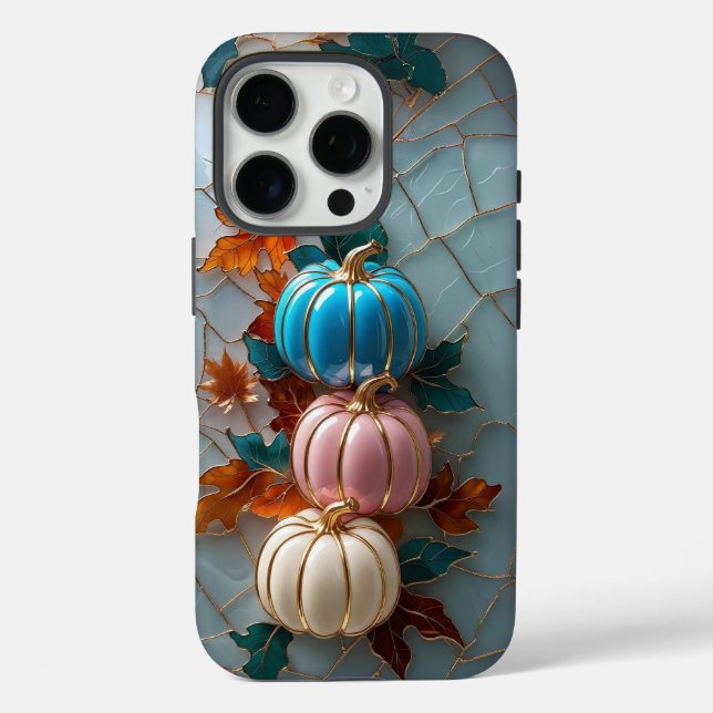 Funda iPhone 16 Pro Calabazas y hojas del Pastel de Vidrio Fundido (Reverso )