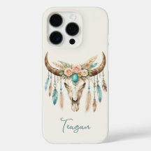 Calavera de vaca floral acuarela boho chic