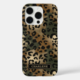 Funda iPhone 16 Pro Camo Leopard Print Monogrammed