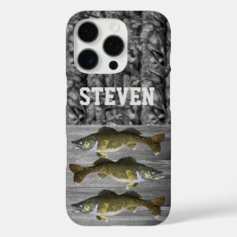 Funda iPhone 16 Pro Camo Walleye nombre de la pesca Hombres Deporte Gu