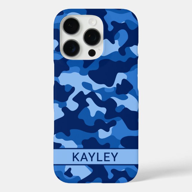 Funda iPhone 16 Pro Camuflaje Azul Personalizado (Reverso )