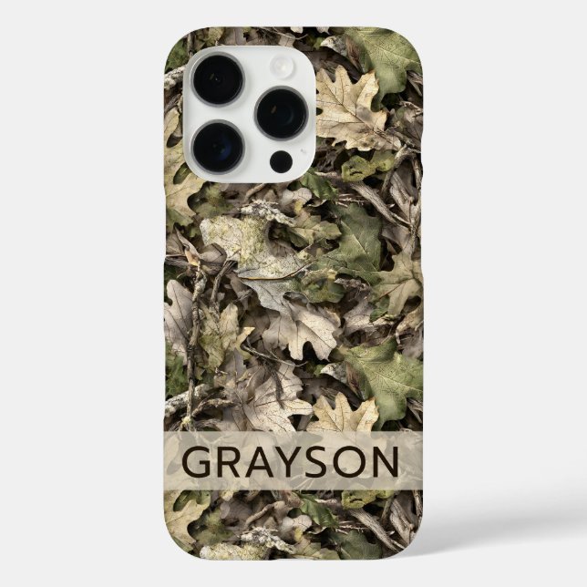 Funda iPhone 16 Pro Camuflaje de Hojas Personalizado (Reverso )
