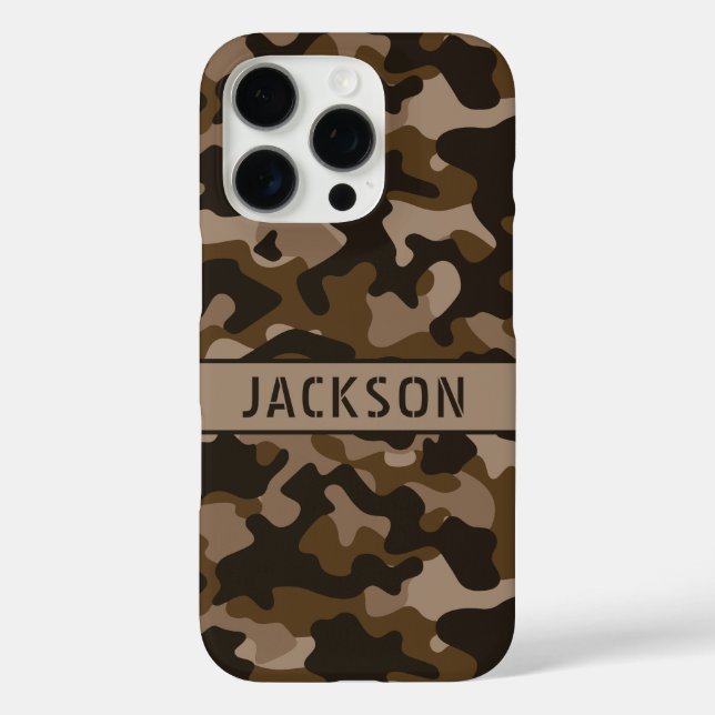 Funda iPhone 16 Pro Camuflaje marrón personalizado (Reverso )