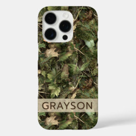 Funda iPhone 16 Pro Camuflaje Personalizado de Pino y Hojas