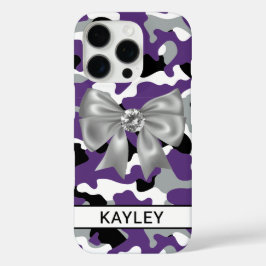 Funda iPhone 16 Pro Camuflaje personalizado morado negro brillante