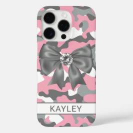 Funda iPhone 16 Pro Camuflaje personalizado rosa brillante gris