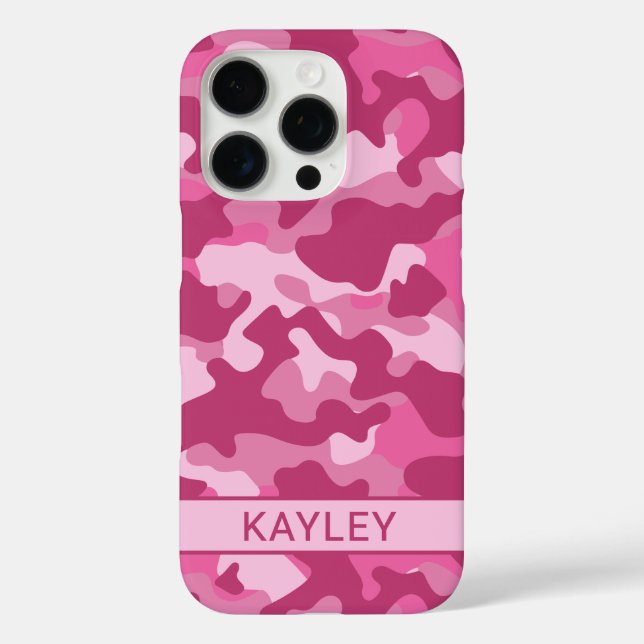 Funda iPhone 16 Pro Camuflaje Rosa Personalizado (Reverso )
