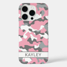 Funda iPhone 16 Pro Camuflaje rosa y gris personalizado