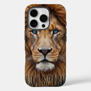 Funda iPhone 16 Pro Cara Majestuosa de León con Ojos Azules   Anima Vi