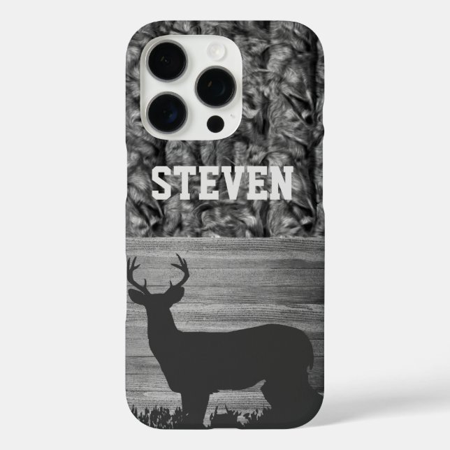 Funda iPhone 16 Pro Caza de ciervos Camo Nombre Hombres Buck Deportivo (Reverso )