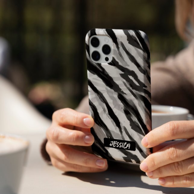 Funda iPhone 16 Pro Cebra de diseño Blanco negro (The fashionable custom phone case with an abstract design of zebra skin in black and white. )