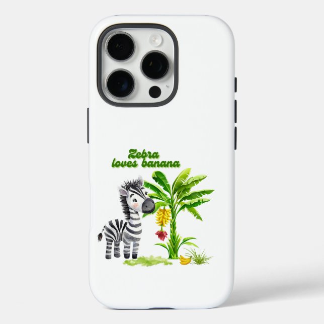 Funda iPhone 16 Pro cebra personalizado al lado de un árbol bananero (Reverso )