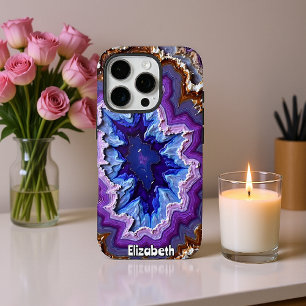 Funda iPhone 16 Pro Centro de rebanado de agato púrpura concéntrico