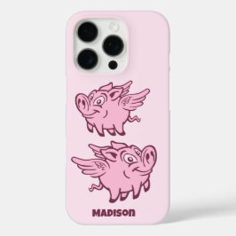 Funda iPhone 16 Pro Cerdos voladores de nombre personalizado