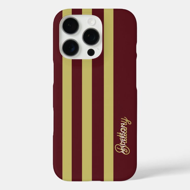 Funda iPhone 16 Pro Chartreuse Green and Burgundy Stripes Pattern  (Reverso )